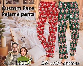 Custom Photo Xmas Pajama Pants For Women Men Funny Cat Dog Face On Match Pajama Pants Couple Pants Christmas Gift For Him Her Pet Lovers
