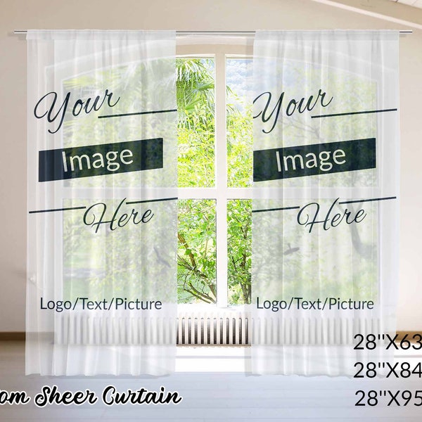 Custom Image Sheer Window Curtain Personalized Window Curtain 2 Panel Set Curtains for Living Room/Bedroom Christmas Housewarming Decor