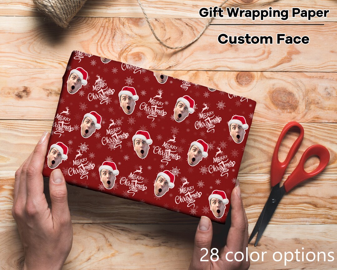 Christmas Gift Wrap Custom Photo Wrapping Paper Funny Dog Cat Face