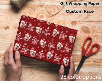 Christmas Gift Wrap Custom Photo Wrapping Paper Funny Dog Cat Face Wrapping Paper Sheet Personalized Gift Wrapping Paper Xmas Gift Wrap Roll