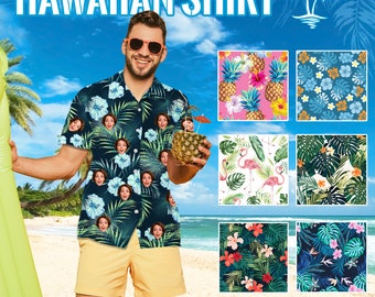 Custom Hawaiian Shirts with Face Personalized Photo Hawaiian Shirts for Men Picture Shirt Face on Shirt Bachelorette Party Gift for Him Her