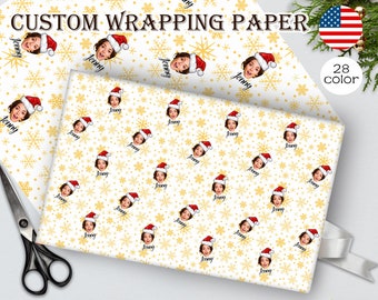Christmas Gift Wrap Personalized Photo Wrapping Paper Custom Name Wrapping Paper Xmas Wrapping Paper with Face Party Christmas Gift Wrap