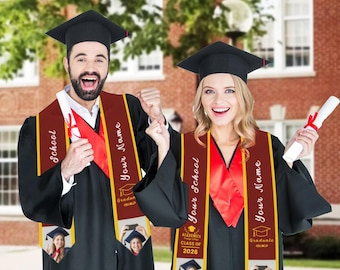 Custom Class of 2026 Grad Stoles, Personalized Graduation Sash, Gradute Stole with Your Design
