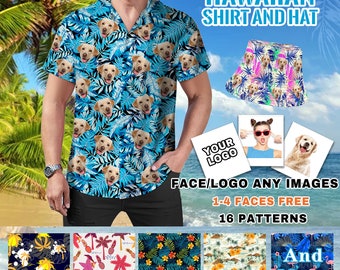Personalized Men Hawaiian  Shirts with Face Custom Face Hawaiian Shirts Dog Face Shirt Photo Men Shirt Bachelor Party Father's Day Gift