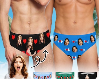 Personalized Face Swim Briefs, Custom Photo Men's Swimsuit, Customized Speedo, Bachelor Party Gift