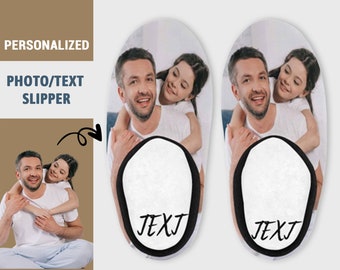 Custom Photo Cotton Slippers Indoor Slippers Shoe Personalized Soft Slippers For Women Men Sleepover Birthday Wedding Party Gift for Her Him