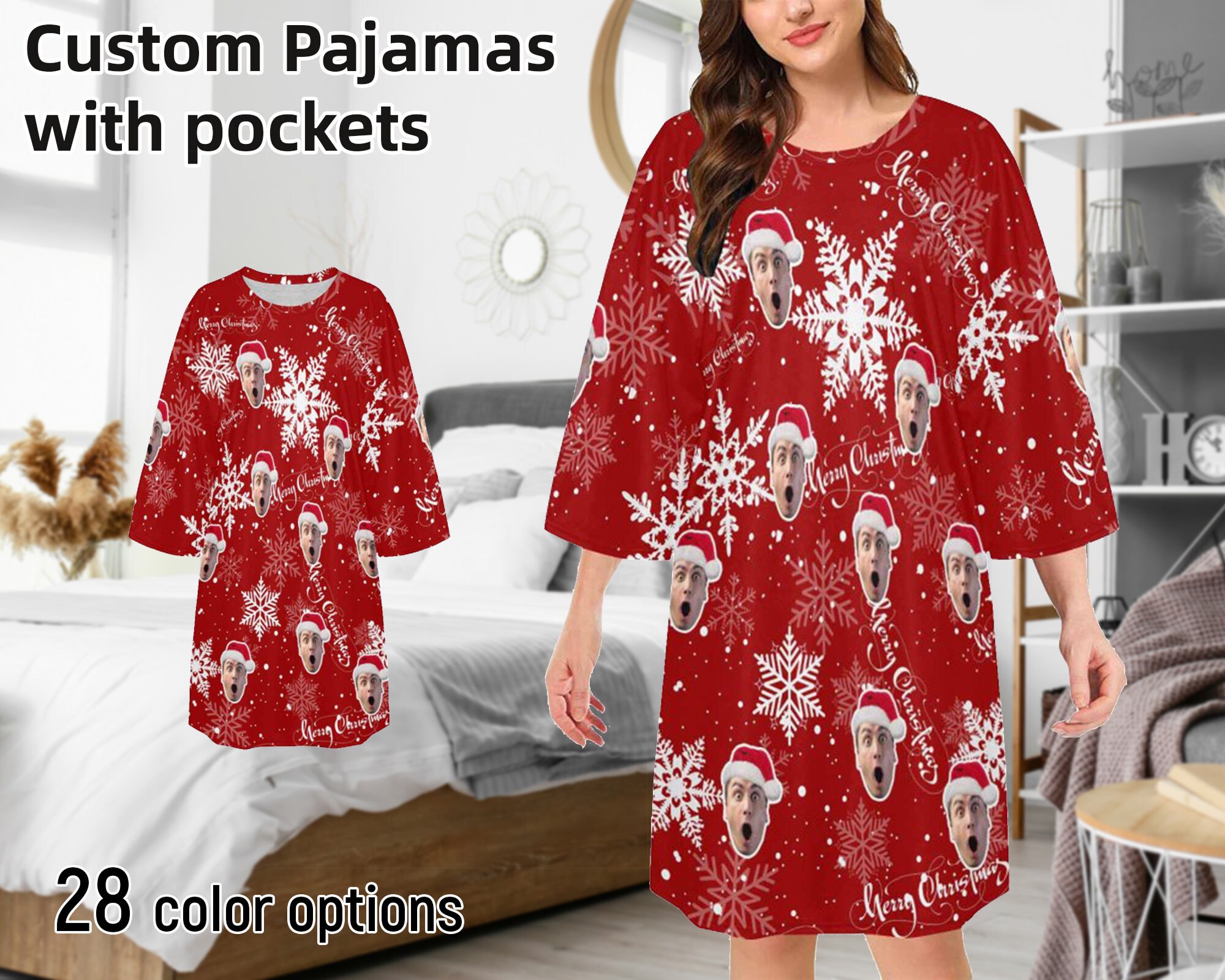 Custom Women Pajama Tee Personalized Photo Pajama Shirt Dress Etsy