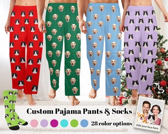 Personalized Face Pajama Pants Custom Dog Cat Pajama Pants Without Pockets Customized Pajama Bottoms Photo Pajama Trousers Christmas Gift