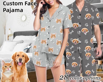Aangepaste kat hond gezicht pyjama gepersonaliseerde foto pyjama vrouwen mannen pyjama's aangepaste pyjama met gezicht huisdierliefhebbers pyjama verjaardag vrijgezellenfeest cadeau