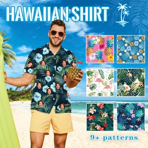 Custom Hawaiian Shirt with Face Personalized Face Hawaiian Shirt Mens Hawaiian Shirt Dog Cat Face Shirt Birthday Bachelor Party Gift for Him