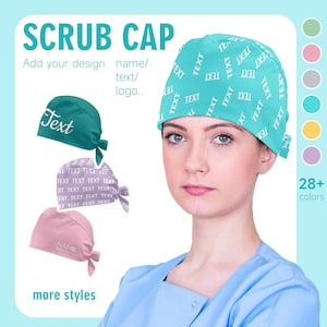 Personalized Name Scrub Cap Custom Text Scrub Cap for Women Men Scrub Cap with Text Your Scrub Cap Gift for Veterinary Nurse