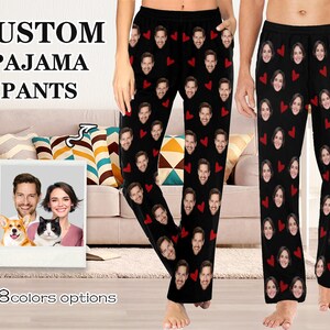 Unique Gifts for Mom, Custom Women Pajamas Pants with Face Photo,  Personalized Picture Sleepwear Bottoms for Mother Mommy