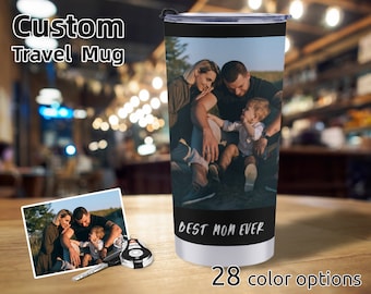 Custom Photo Tumbler with Lid Personalized Picture Stainless Steel Tumbler Insulated Tumbler Travel Coffee Mug Birthday Gifts For Dad Mom