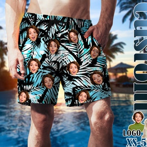 Custom Face Men Swimwear Personalized Men Bathing Suit Face on Beach Shorts Custom Face Swim Trunk Party Vacation Father&#39;s Day Gift for Dad