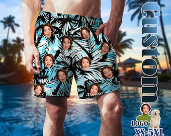 Custom Face Men Swimwear Personalized Men Bathing Suit Face on Beach Shorts Custom Face Swim Trunk Party Vacation Father's Day Gift for Dad
