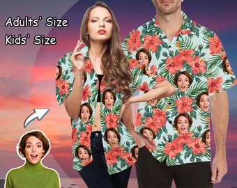 Custom Hawaiian Shirt,Personalized Faces Aloha Shirt,Men Button Down Shirt Tops,Fashion Summer Vacation Hawaii Shirt,Gifts For Him