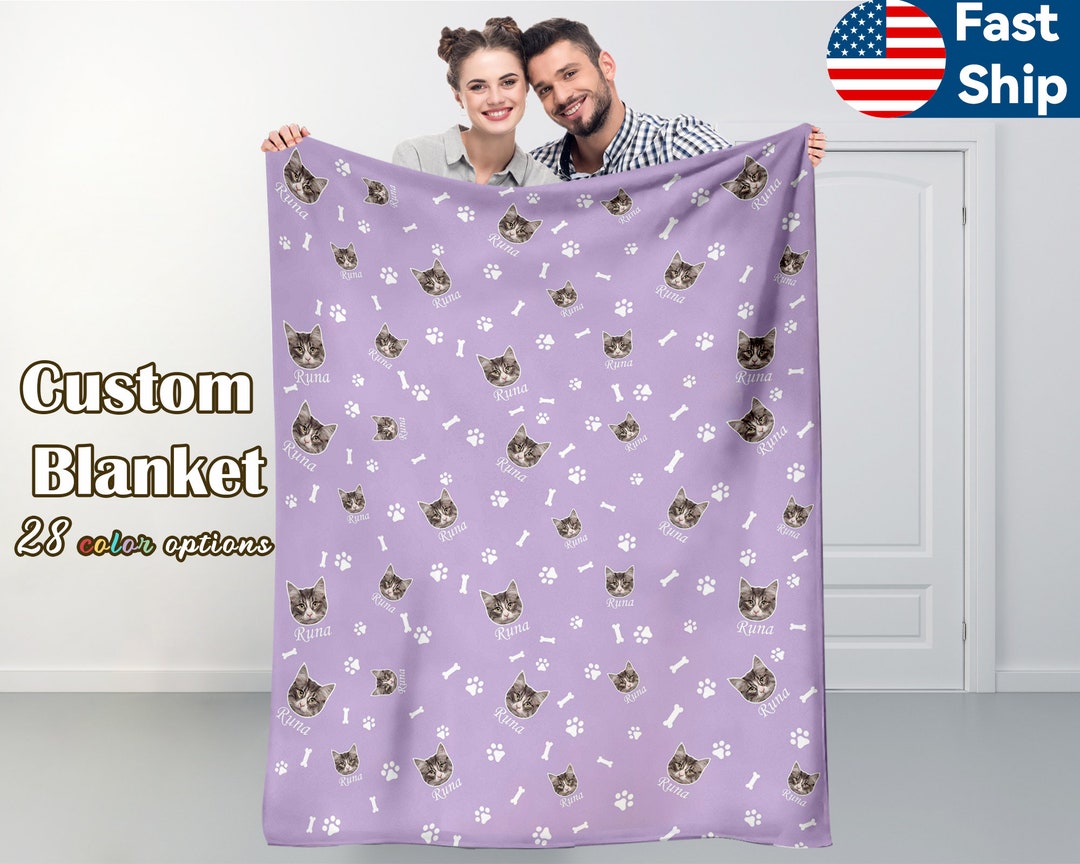 Custom Pet Face Blanket Personalized Pet Name Blanket Funny Dog Cat ...