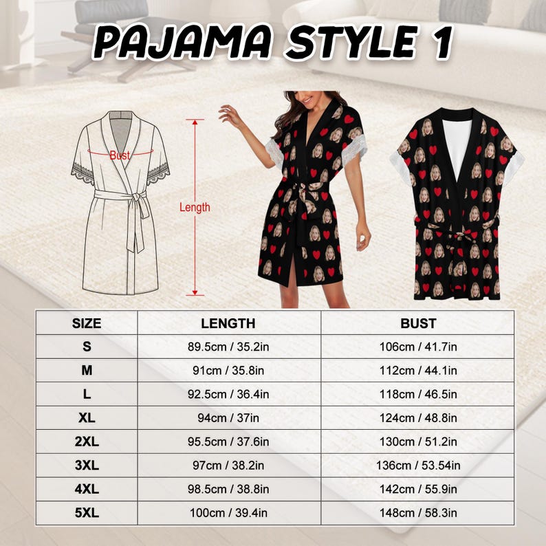 Custom Face Lace Pajama Dress, Personalized Women's Nightgown, Pajama Set with Photo, Gifts for Wife Mom Pajama Style 1