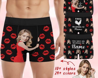 Custom Funny Wife Face Boxers, Personalized Photo Underwear, Gift for Him Valentine's Day