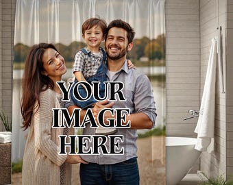 Custom Your Photo/Text Shower Curtain, Personalized Image Bath Curtain, Christmas Curtains for Bathroom Decor