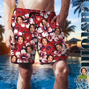 Custom Face Men Swimwear Personalized Men Bathing Suit Face on Beach Shorts Custom Face Swim Trunk Party Vacation Father&#39;s Day Gift for Dad