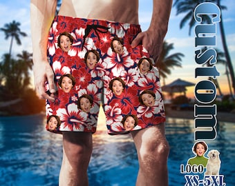 Custom Face Men Swimwear Personalized Men Bathing Suit Face on Beach Shorts Custom Face Swim Trunk Party Vacation Father's Day Gift for Dad