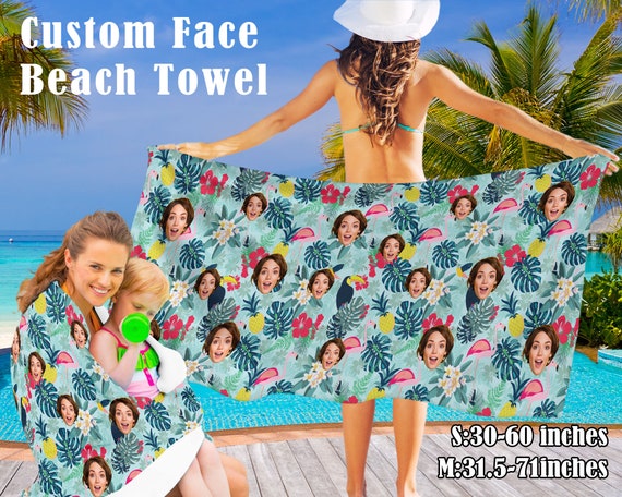 Personalized Beach Towel With Picture & Name - Custom Photo Funny Face Towel For Kids & Adults, Quick Dry Microfiber - View #11