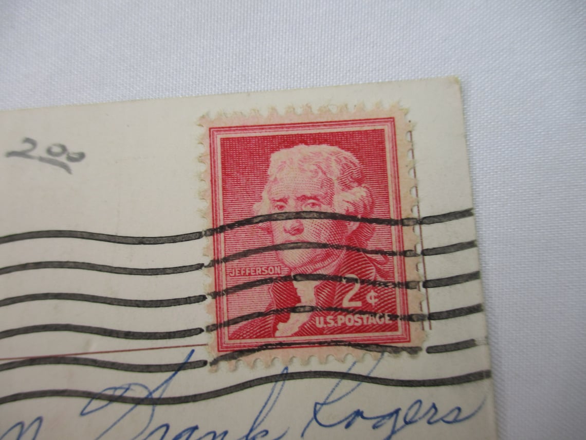 Thomas Jefferson 2 Cent Red Stamp Used RARE on Vegas Etsy