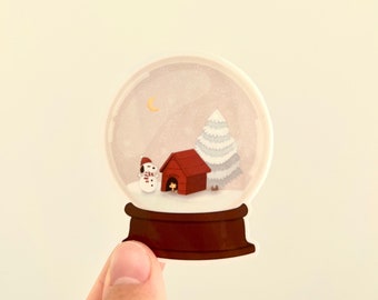 Snoopy Snow Globe Sticker | Peanuts, Charlie Brown, Vinyl Decal, Waterproof Stickers, Matte, Glossy, Cute, Laptop, Planner, Bullet Journal