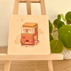 Gachapon Druck | 4 x 4 Kunstdruck, Videospielkunst, RPG Monster, Pilz, Schleim, Minidruck, Wanddekor, Postkarte, Grußkarte, süße Geschenke