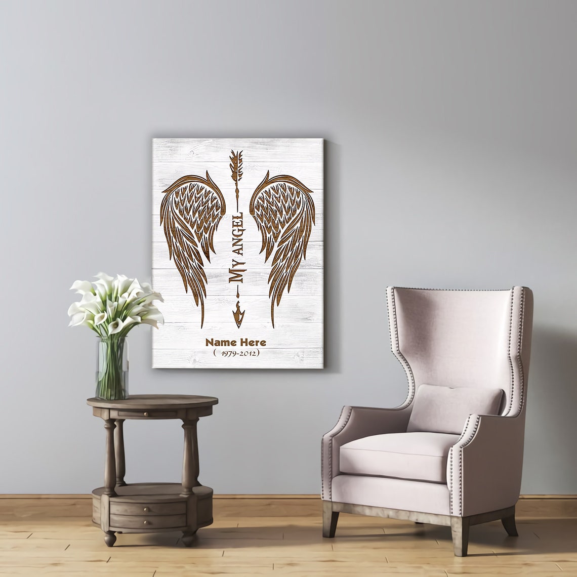 Personalized Memorial Canvas Wall Art To My Angel In Memory Etsy