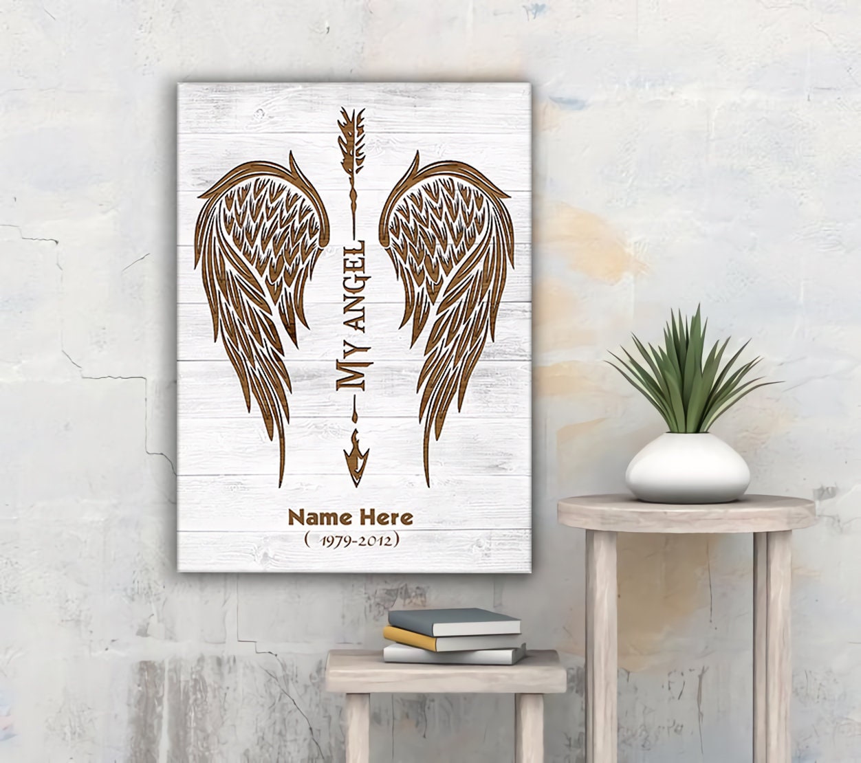 Personalized Memorial Canvas Wall Art To My Angel In Memory Etsy