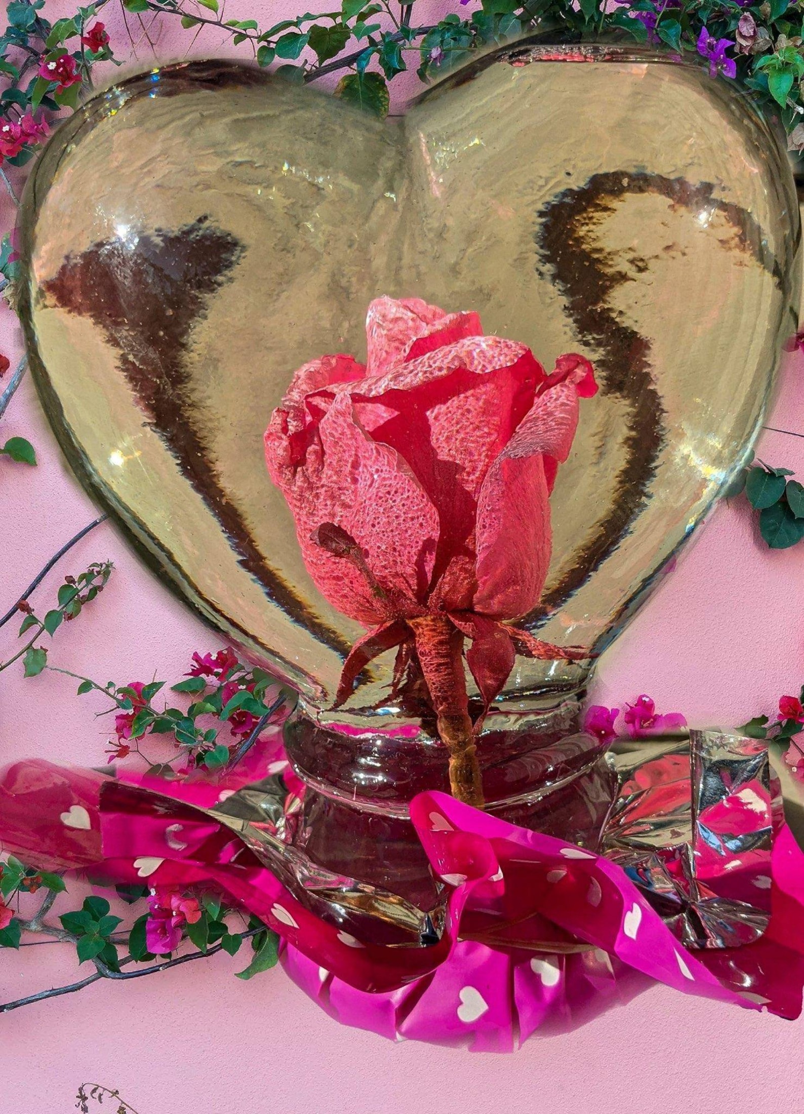Real Preserved Rose Heart Shaped Globe Etsy