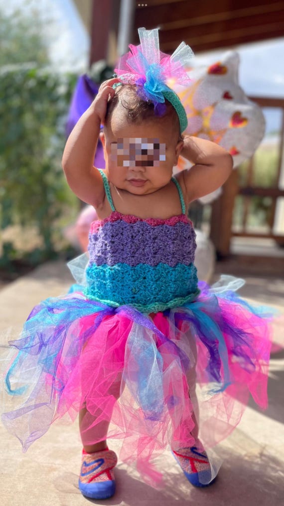 Crochet Mermaid Tutu Dress With Headband: Handmade Fairy Birthday Outfit -  Etsy New Zealand