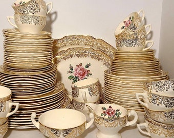 Dominion China 22K Gold Flat Cup /& Saucer Set Briar Rose