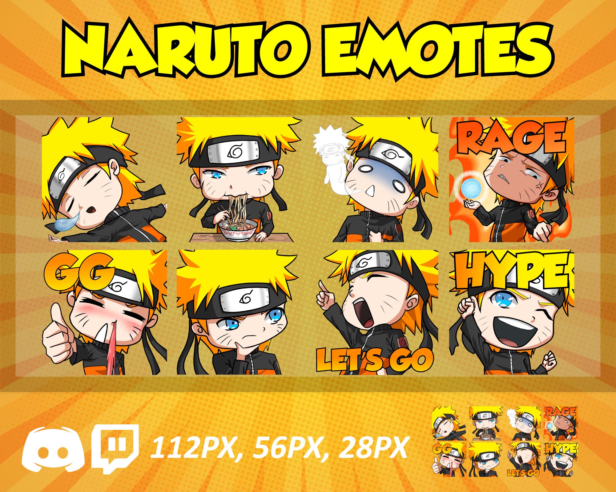 Naruto Twitch Emotes Naruto Cute Chibi Emotes Naruto Emotes | Etsy Hong ...