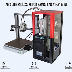 Bambu Lab AMS Lite Enclosure for A1/A1 Mini, Transparent PET Panel, Dustproof, Filament Dryer