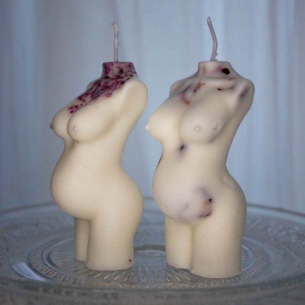 Bougies femelles enceintes de | Bougie de corps de femme | Bougie de torse | Figure Candle | Bougie nue de torse | Bougie de sy