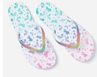 girls unicorn flip flops