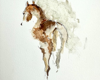 Horse drawing, horse watercolor, original stallion art, equestrian wall decor, mare illustration, horse art, horse gift