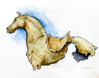 Horse drawing, horse watercolor, original stallion art, equestrian wall decor, mare illustration, horse art, horse gift