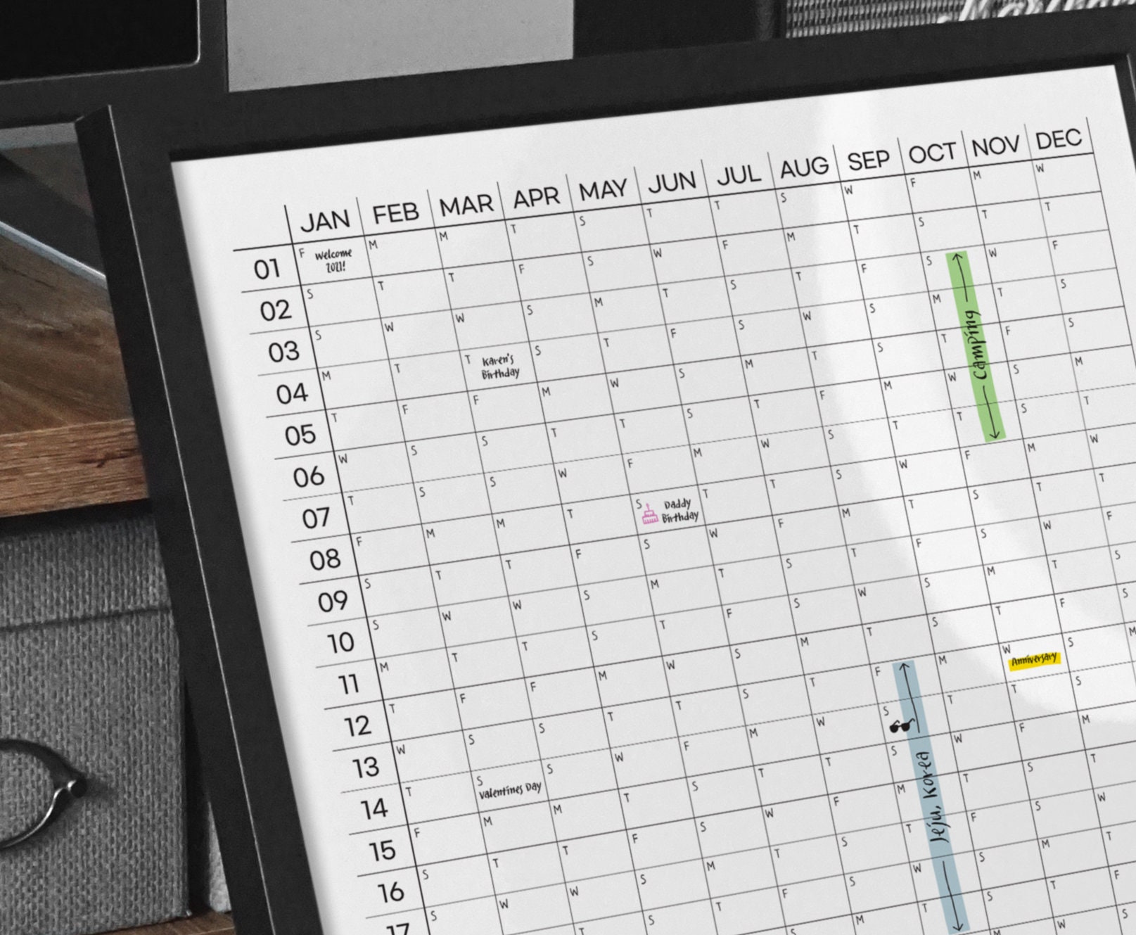 Forever Wall Calendar / Printable Planner Palendar / Modern Etsy