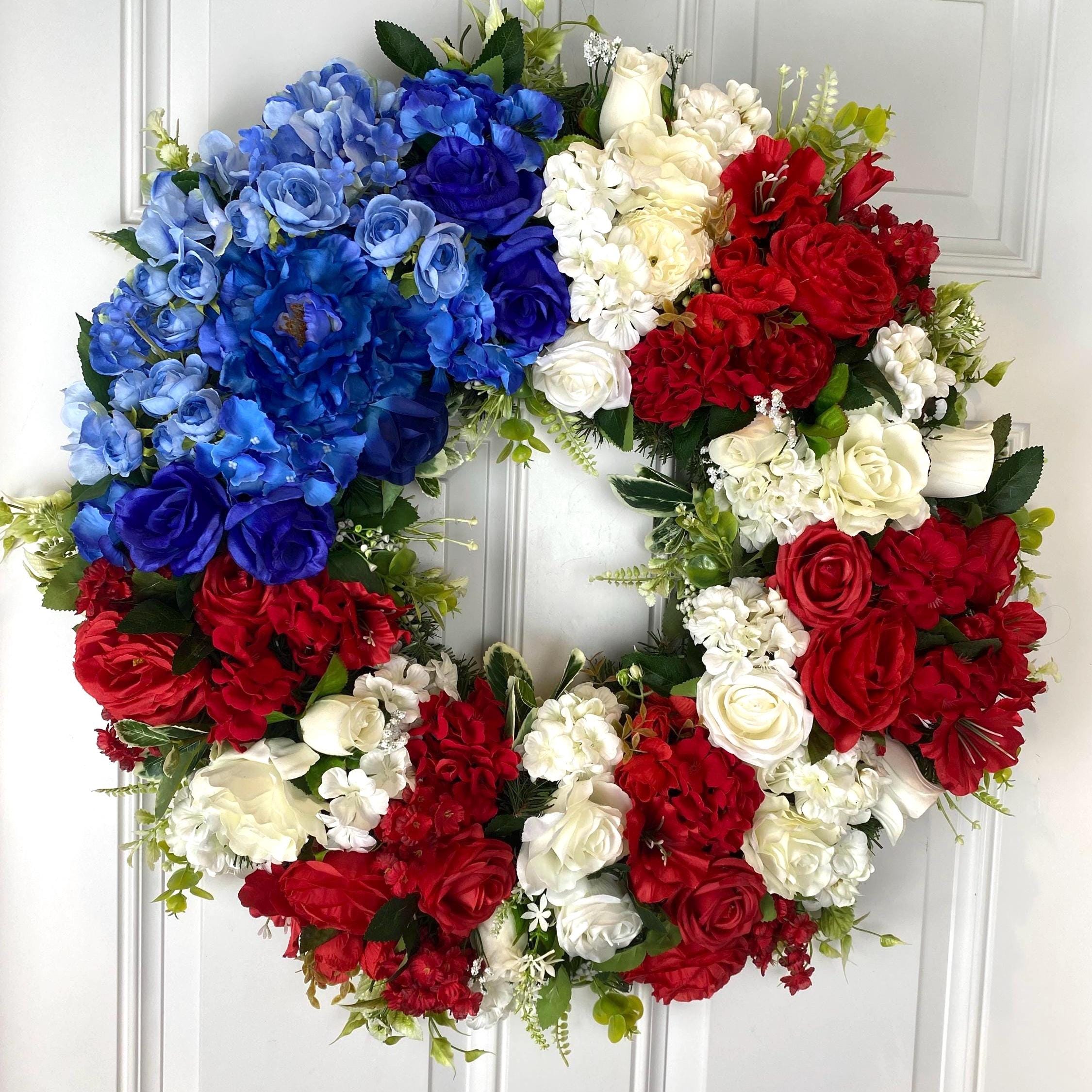Floral American Flag Wreath: Patriotic 4th of July Decor - Etsy