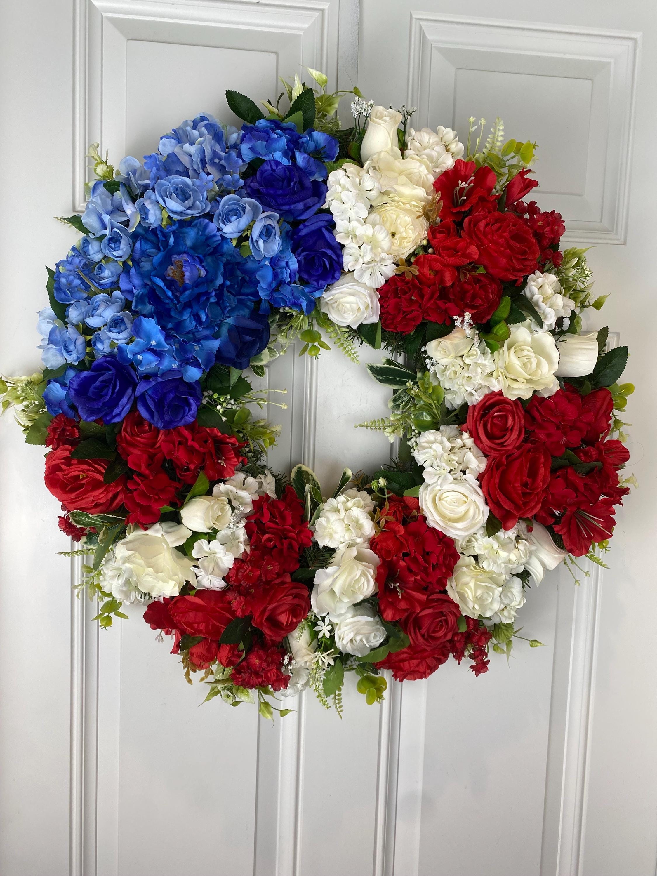 Floral American Flag Wreath: Patriotic 4th of July Decor - Etsy