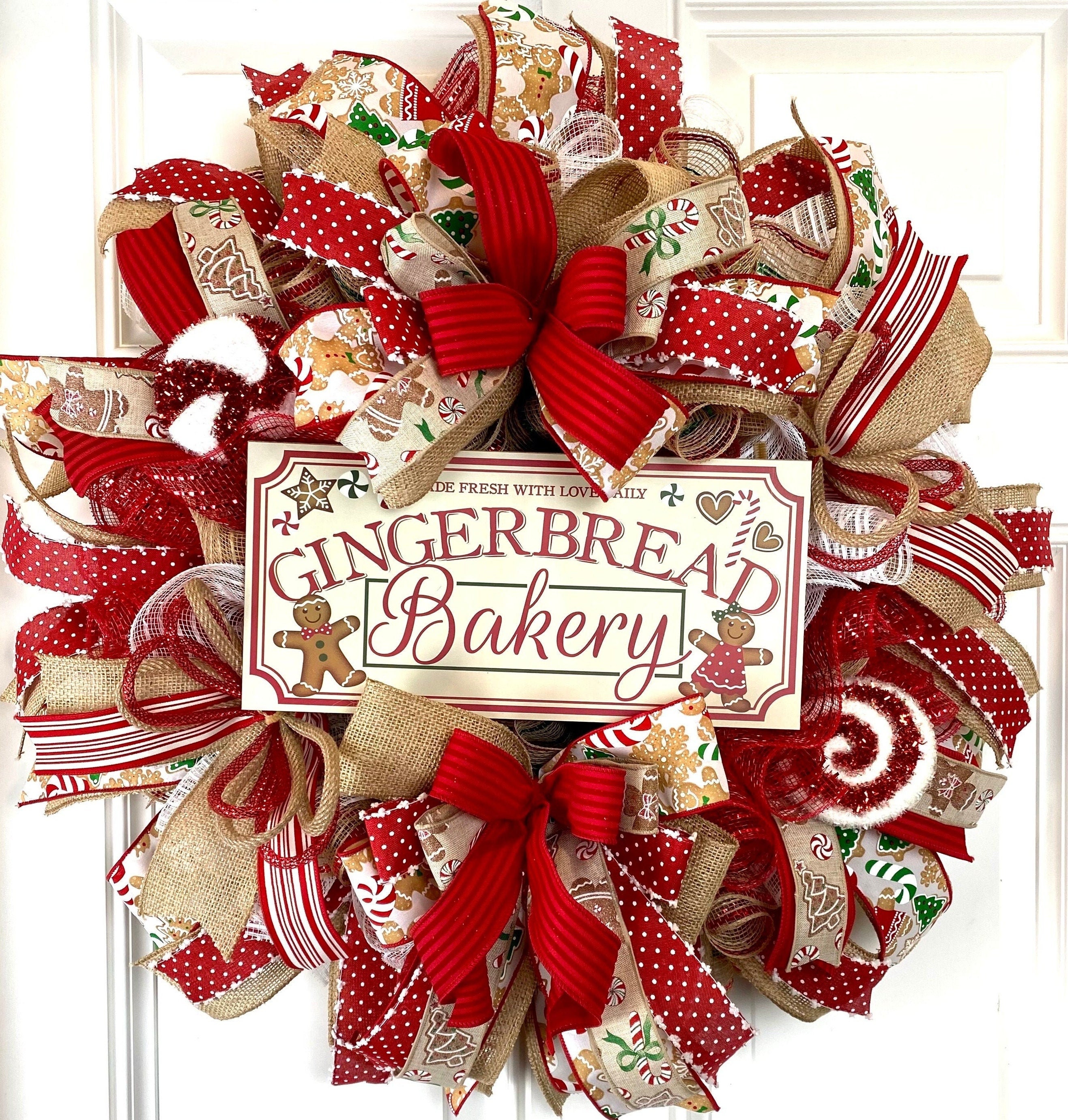 Gingerbread Christmas Wreath: Large Holiday Front Door Decor - Etsy