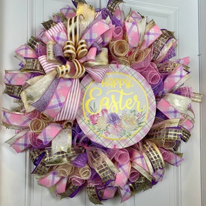 Elegant Easter Tulip Wreath, Spring Floral Decor for front door