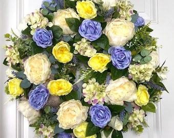 Peony Hydrangea Wreath: Spring Floral Front Door Decor