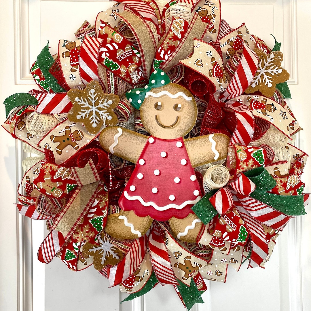 Gingerbread Christmas Wreath: Holiday Front Door Decor - Etsy