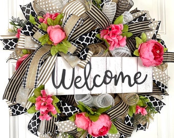 Peony Summer Wreath: Everyday Farmhouse Spring Front Door Decor