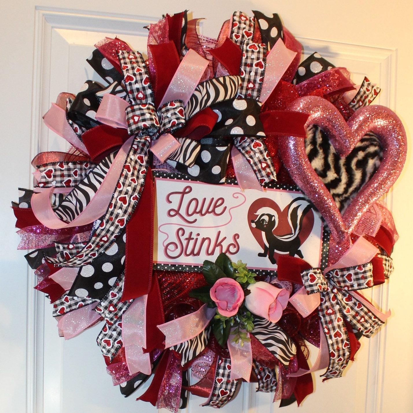 Love Stinks Skunk Sign and Ribbon Combo Bundle, valentine Craft Supplies,  Wreath Supplies